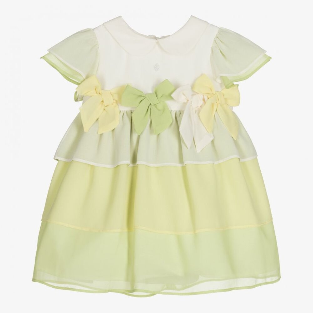 Patachou ! Chiffon Dress in Green & Yellow ( 3 years)